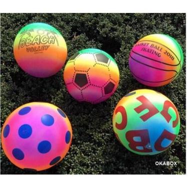 Imagem de Kit 10 Bola Vinil Infantil Colorida dente de leite + Bomba inflar - Ar