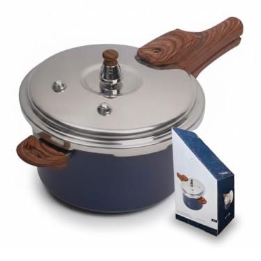 Imagem de Panela de Pressão Antiaderente Cerâmica 4,2L Indução 4 Válvulas de Segurança Cabo de Madeira Premium