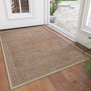 Imagem de QiCaiJia Tapete de porta frontal 5 x 7 cm, tapete de entrada antiderrapante, capacho lavável para entrada interna frontal, brilho noturno