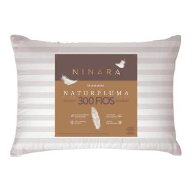 Imagem de Travesseiro Toque Pluma 50x70 Percal 300F Maquinetado Marfim Ninara