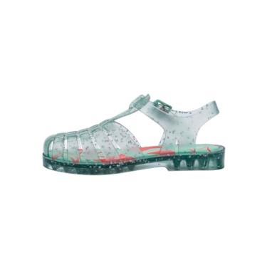 Imagem de mini melissa Sandália infantil Possession – Sapatos infantis confortáveis estilo pescador para crianças e meninas, ajuste ajustável, Verde glitter, 3 Big Kid