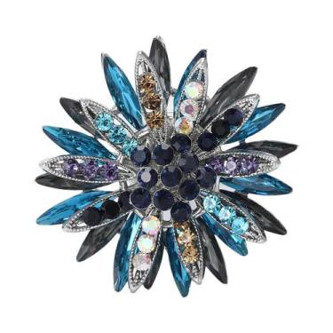 Imagem de Broches De Luxo Femininos Com Strass Em Formato De Flor, Alfinetes De 