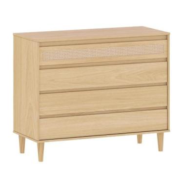 Imagem de Cômoda com Palhinha Natural 4 gavetas Paglia  Carvalho Malva - Quater