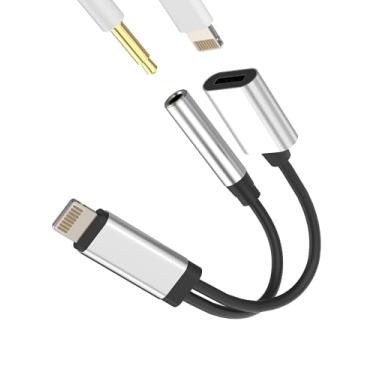 Imagem de Lightning para divisor de 3,5 mm 2 em 1 carregador adaptador de fone de ouvido para Apple MFI certificado para iPhone AUX cabo dongle cabo conector de áudio para iPad Air 14 13 12 11 Pro Max X SE 7 8
