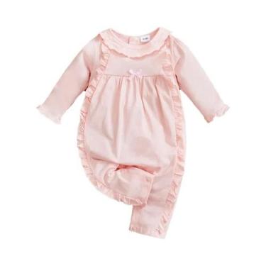 Imagem de Macacão Para Bebê Recém-Nascido Em Algodão Macio Com Mangas Longas Par