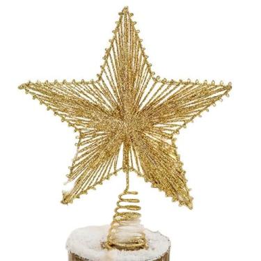 Imagem de Estrela de árvore de Natal, enfeites de glitter | Decoração de árvore de Natal com estrela - para exibição de presépio noturno em ambientes internos rústicos de mesa, fazenda ao ar livre
