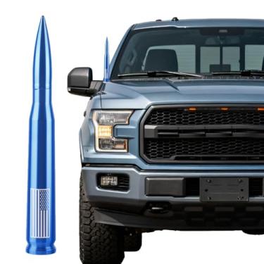 Imagem de Antena Bullet de 19,8 cm – Antena com padrão de bandeira americana de 50 cal, adequada para Chevy, Ford, Silverado e GMC Sierra, acessórios de antena de caminhões – Seguro para lavagem de carros