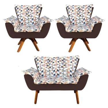 Imagem de Kit 01 Namoradeira e 02 Poltronas Giratória Opala D87 e Suede Base Mad