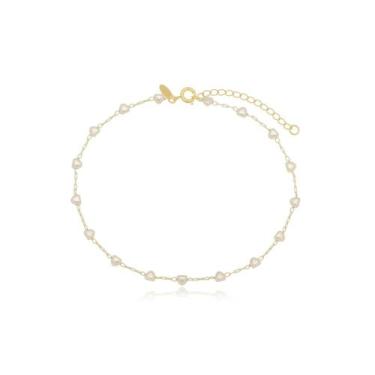 Imagem de Tornozeleira Pérola Coração Banhada a Ouro 18k - Érica Santini Semijoi