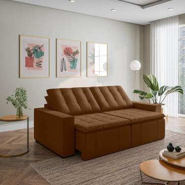 Imagem de Sofá Cama Retrátil e Reclinável 3 Lugares 260cm em Veludo Palmeira Cab