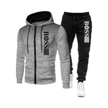 Imagem de Conjunto De Moletom Com Zíper E Calças Casuais Para Homens, Roupas Esp