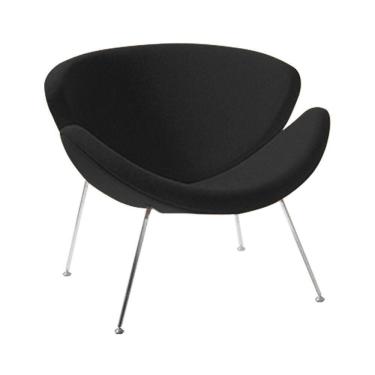 Imagem de Poltrona Design Trevo Suede Preto Base Cromada