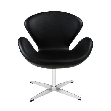 Imagem de Poltrona Swan Couro Sintético Preto Base Alumínio Giratória