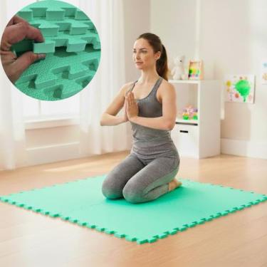 Imagem de Kit 10 Placas Tapete Tatame EVA 50x50cm 20mm 20 Bordas Emborrachado Ex