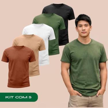 Imagem de Kit 5 Camiseta Masculina Básica Malha Conforto Dia A Dia 753 - Fashion
