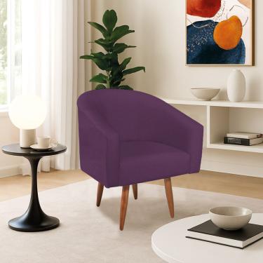 Imagem de Poltrona Decorativa Jade Design Moderno Sala De Estar Quarto Escritório Confortável Luxo Pés Palito Suede Roxo
