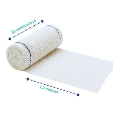 Imagem de Atadura Crepom Faixa Bandagem Elástica 30cmx1.2m Kit 12 Un - TEXMED