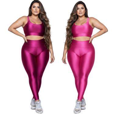 Imagem de KIT 2 Conjunto Fitness Plus Size Top e Calça New Zig 3D Vekyo Alta Compressão Academia Musculação-Feminino