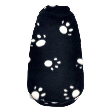 Imagem de Roupa capa soft para cachorro preta com patinhas tamanho G