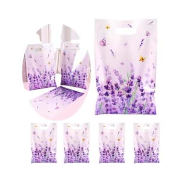 Imagem de Sacolas De Presente Roxas De Lavanda Com Borboletas Florais Para Casam
