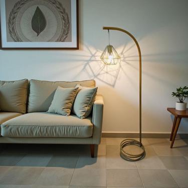 Imagem de Luminária de Chão Alexa Abajur de Piso Moderno Metal Cúpula Diamante Aramada