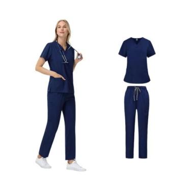 Imagem de Uniforme De Enfermeira Unissex Em 2 Peças Com Calças Retas E Bolsos, R