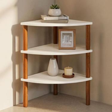 Imagem de Estante Multiuso 3 Prateleiras de Canto 95x40x40 - Beto Moveis, BRANCO