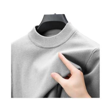 Imagem de Suéter Masculino Casual De Malha Gola Alta Sólida Para Outono Inverno 