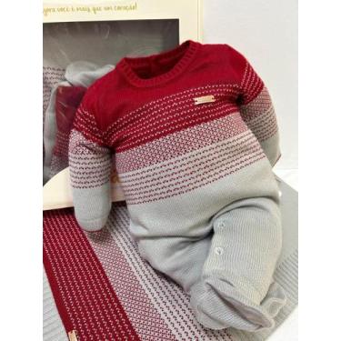 Imagem de Saída Maternidade Luxo Bebê Menino Malha Tricô Paraiso 15367, Vermelho