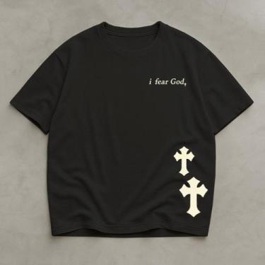 Imagem de Camiseta Oversized Basica Academia Streetwear God Minimalist, Preto, G