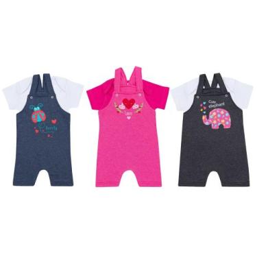 Imagem de Kit Roupa de Bebê 6 Peças Jardineira Estampadas e Body Manga Curta par