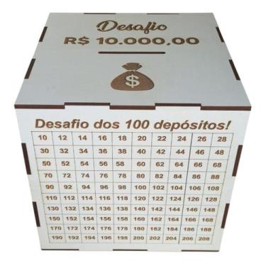 Imagem de Cofre MDF Desafio 1Mil / 5Mil / 10Mil / 20Mil - Caixa De Madeira - Esc