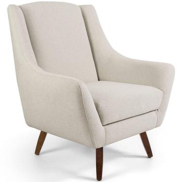 Imagem de Poltrona Decorativa Julliet Pés Madeira Linho Rústico Cru - Nexta Casa