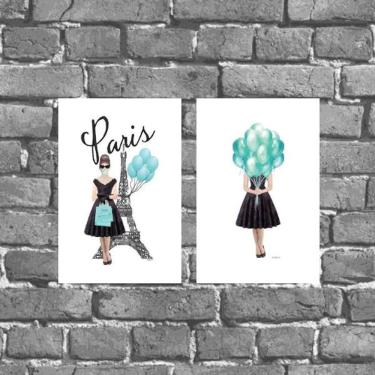 Imagem de Kit 2 Placas Decorativas Paris Tiffany 18x27cm