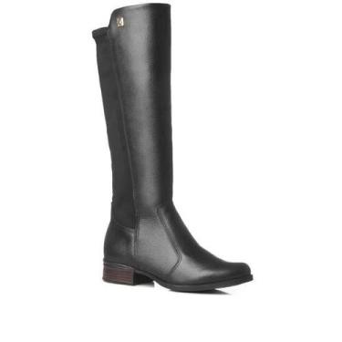 Imagem de Bota feminina Pegada Montaria Cano Longo Couro Lycra 282063, 36, Preto