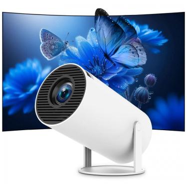 Imagem de Mini Projetor Thunrlge Branco WiFi 6 Bluetooth 5.2 Android 11 Netflix HY300 Pro