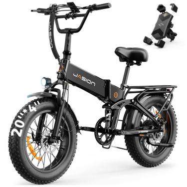 Imagem de Bicicleta elétrica dobrável Jasion X-Hunter preta obsidiana, 20x4, 1400W pico, bateria...
