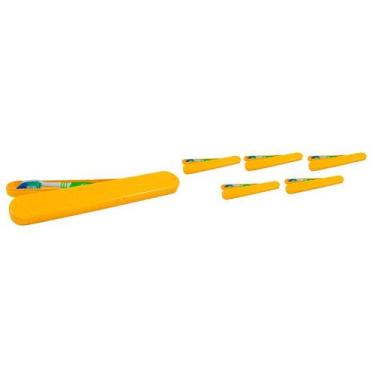 Imagem de Kit 6 Porta Escova Dental Fibra Madeira Amarelo - Bb Store