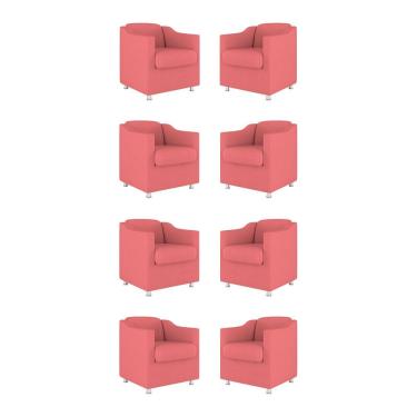 Imagem de Kit 8 Poltronas Decorativas Tilla Sala de Espera Suede Rosa Balaqui Decor