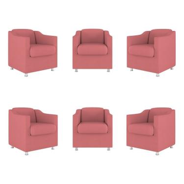 Imagem de Kit 6 Poltronas Sala de Espera Tilla Suede Rosa Balaqui Decor