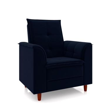 Imagem de Poltrona Da Mamãe Gracy G85 Sala De Estar Veludo Azul Gran Belo