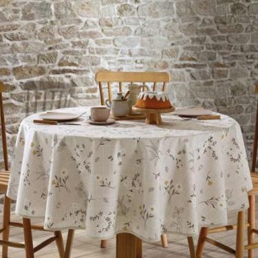 Imagem de Toalha Mesa Redonda 4 Lugares Dohler Impermeavel Esmeralda Bege