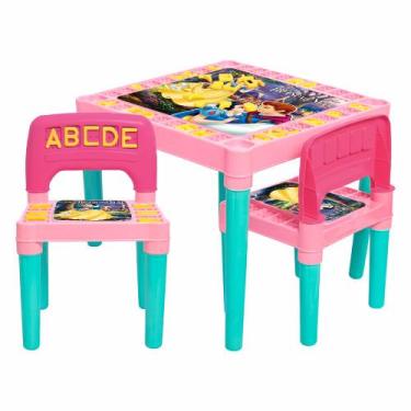Imagem de Mesa Infantil Com Cadeiras Educativa Letras Números Rosa - Toys 2u
