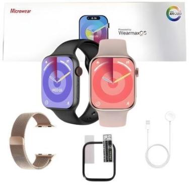 Imagem de Relógio Inteligente W99 Pro Tela Amoled Android iOS Watch 9 Kit C/Pulseira Extra e Peli...