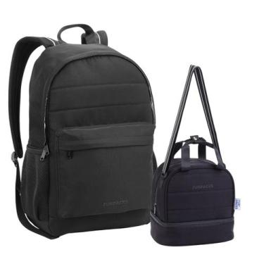 Imagem de Kit Mochila Lancheira Feminina Bolso Notebook Funpacks - Seanite, Pret