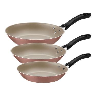 Imagem de Kit de Frigideiras 3 Peças Tramontina Linz 16cm 20cm 24cm Marrom