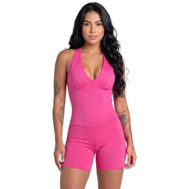 Imagem de Macaquinho Com Bojo Suplex Liso Vekyo Roupa Para Academia Treino Moda Fitness Feminina...