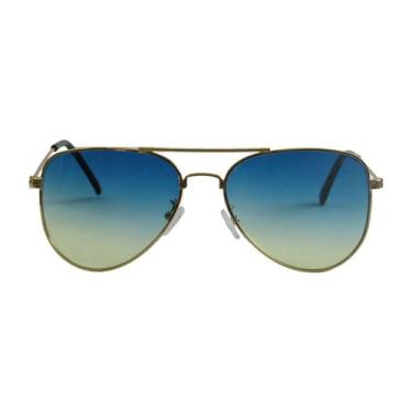 Imagem de Oculos de Sol Feminino Estilo Aviador Variadas Cores  - PoP, Lente azu