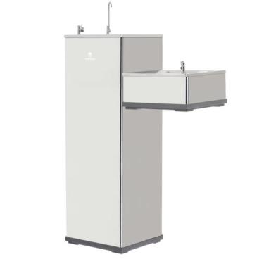 Imagem de Bebedouro Purificador de Coluna Pressão Compressor Conjugado Aço Inox 