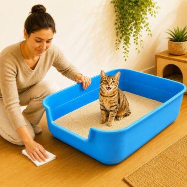 Imagem de Bandeja Gato Higienica Jumbox Azul Areia Caixa 62X50cm Extra - PET IN